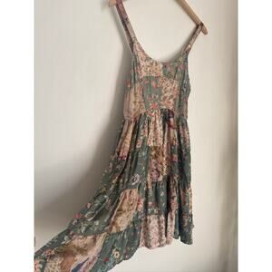 Floral Patchwork Handmade Tiered Sundress - Multicolor, US S
